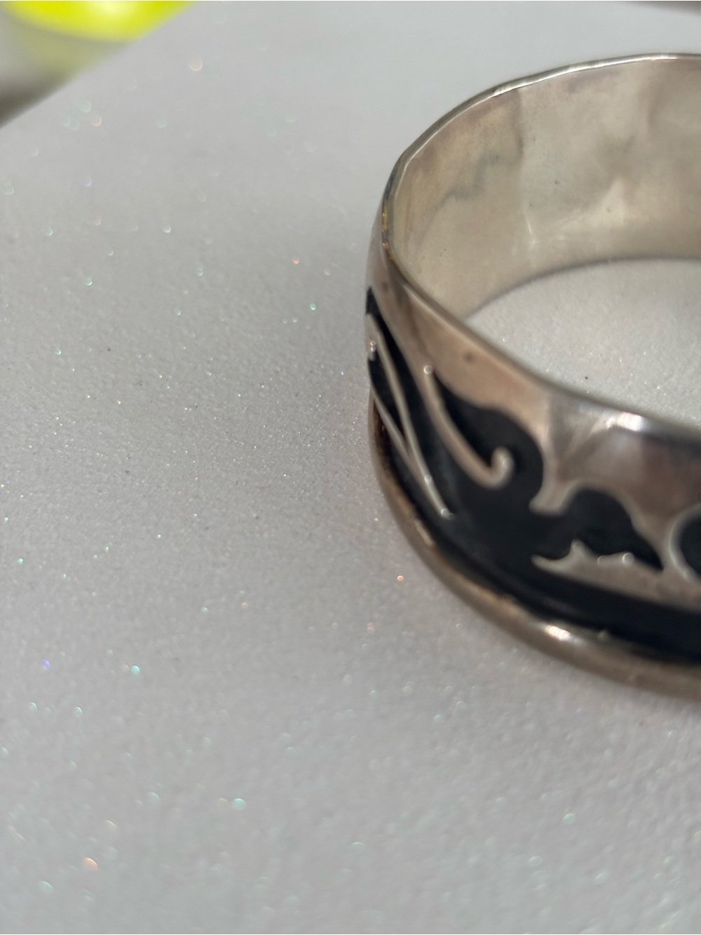 Large Native American Sterling Silver Shadow Box Cuff Bracelet - Picture 5 of 6
